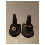 (2) 14K Rings (Missing Stones) Size 9&7