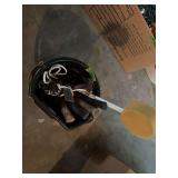Assorted Hand Tools and Cleaning Supplies in Plastic Bucket