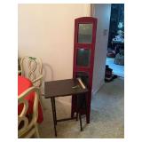 Red Four-Panel Floor Standing Photo Frame & Wood TV Tray