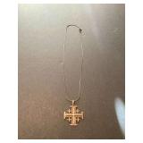 Jerusalem Cross Pendant Necklace in Sterling Silver