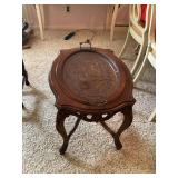 Wood Side Table with Removable Glass-Top Serving Tray