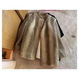 Faux Fur and Knit Cardigan with Button Closure
