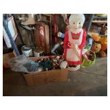 Mrs. Claus Blow Mold Figure and Box of Christmas Ornaments