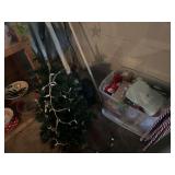 Artificial Christmas Tree and Storage Bin with Holiday Decorations