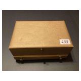 Gold-Tone Jewelry Box with Hinged Lid and Pull-Out Drawer