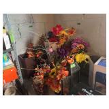 Assorted Artificial Floral Arrangements and Decorative Lantern