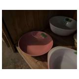 Two Ceramic Bowls, Pink and White