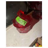 Red Glass Covered Candy Dish with Eagle Motif