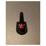Adjustable Sterling Ring with Red Spherical Stone