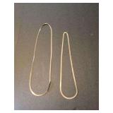 Set of Two Sterling Silver Herringbone Chain Necklaces
