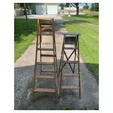 Set of Two Wooden Step Ladders