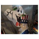 Hand-Painted Wooden Ghost and Uncle Sam Decorative Cutout