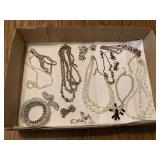 Assorted Costume Jewelry Collection Including Crystal Bead Necklaces and Rhinestone Accents