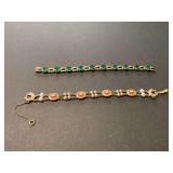 Bracelets with Green Stones and Cameo Accents