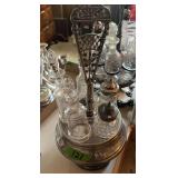 Silver Plated Revolving Cruet Set with Glass Bottles