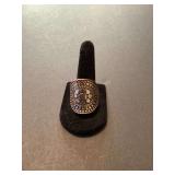 Textured Metal Statement Ring with Circular Motif