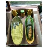 Ceramic Corn-Themed Serving Dishes and Shakers Set