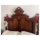 Wooden Bed Frame Full Size with Carved Headboard and Footboard