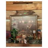 Framed Print Depicting Man by Fireplace