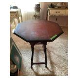 Octagonal Drop-Leaf Side Table with Floral Motif