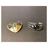 Mexican Alpaca Silver Jewelry Set: Butterfly Brooch and Celestial Cuff Bracelet