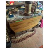 Wooden Drop-Leaf Table with Turned Legs