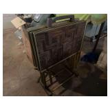 Set of Four Folding TV Tray Tables with Storage Stand