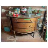 Curved Front Oak Sideboard with Glass Display Cabinet