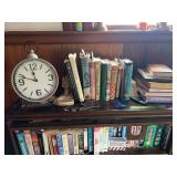 Wooden Barrister Bookcase with Assorted Books and VHS Tapes