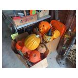 Collection of Halloween Plastic Pumpkin Buckets and Decor