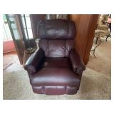Burgundy Leather Recliner with Manual Lever