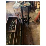 Post Drill Press with Auger Bits and Wooden Storage Case