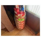 Red and White Striped Handheld Flags with Poles