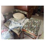 Upholstered Corner Chair and Matching Ottoman Set