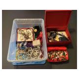 Assorted Costume Jewelry Collection in Storage Containers