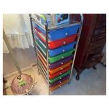 Multi-Drawer Rolling Storage Cart with Electronics Assortment