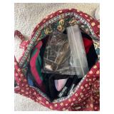 Quilted Floral Fabric Tote Bag with Assorted Contents