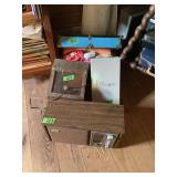 Sony Tabletop Radio, Wooden Box, and Barry Manilow Memorabilia Lot