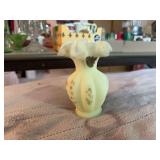 Fenton Satin Glass Vase with Floral Hand-Painted Detail