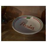 Ceramic Pasta Serving Bowl with Red and Green Trim