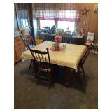 Wooden Dining Table with Four Spindle Back Chairs