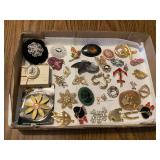 Assorted Collection of Costume Jewelry Brooches and Pins