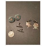 Assorted Sterling Silver Jewelry Collection Including Turquoise and Abalone