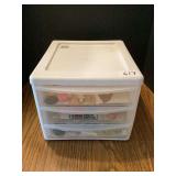 Three-Drawer Plastic Organizer with Assorted Costume Jewelry
