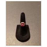 14K Order of the Eastern Star Ring with Red Stone