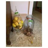 Glass Apothecary Jar with Artificial Fruit and Ball Mason Jar Lamp