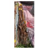 Collection of Metal Electric Fence Posts with Plastic Insulators, (25)