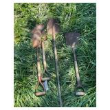 Collection of Four Metal Shovels with Wooden Handles