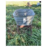 Galvanized Metal Wash Tub on Metal Stand