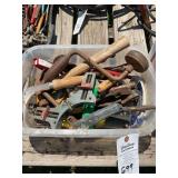 Assorted Hand Tool Collection in Plastic Bin
